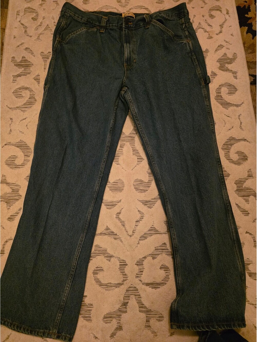 Blue Mountain Men's Carpenter Jeans with Hammer Loop, Classic Fit, Dark Wash